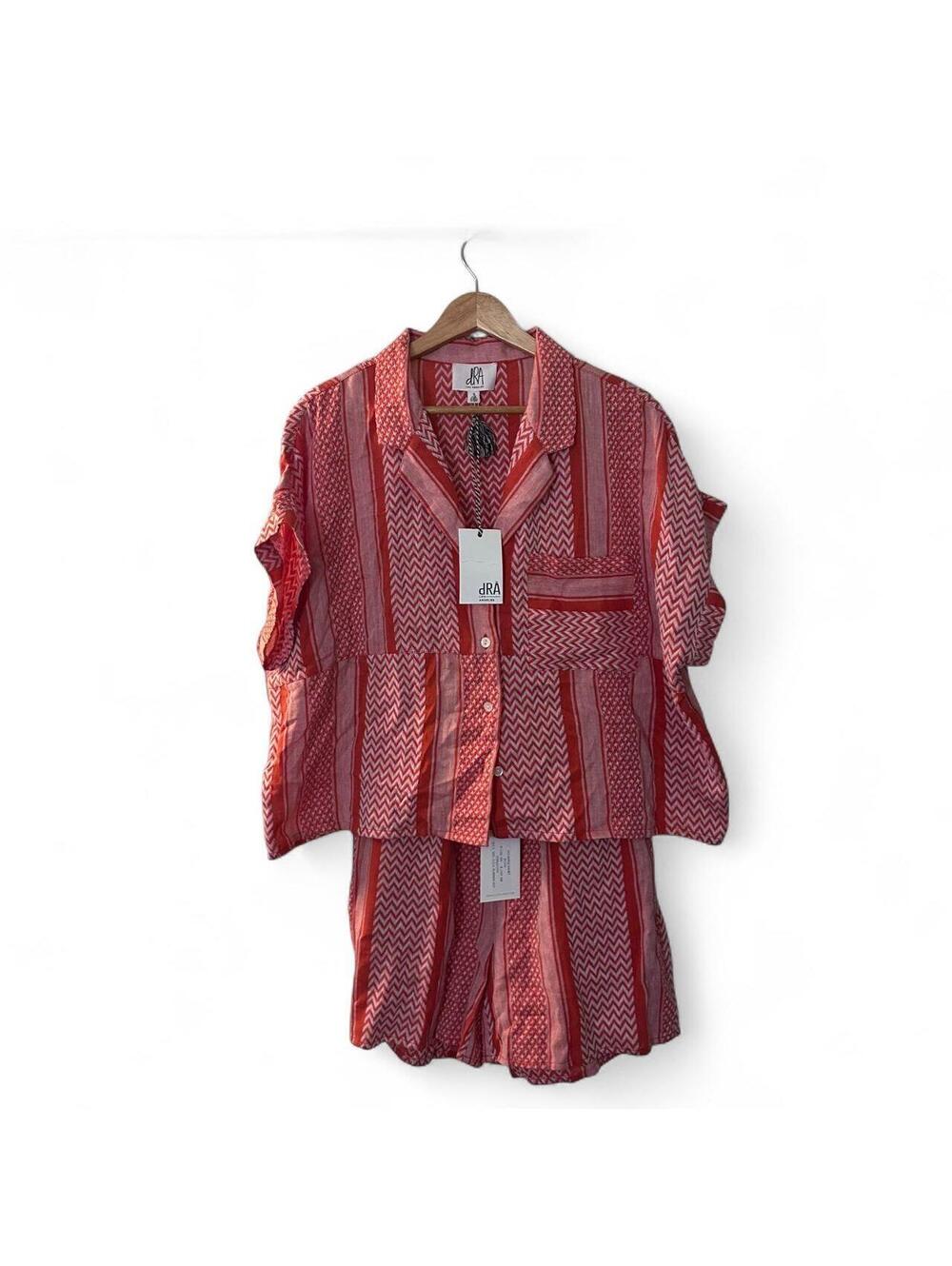 dRA Los Angeles Sulmona Terracotta Matching Shirt Shorts Set S NWT